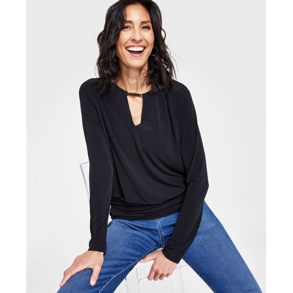 INC International Concepts Women's Hardware Keyhole Top